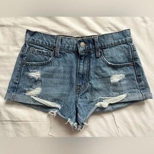 Vintage Forever 21 Mid-Rise Ripped Blue Denim Shorts